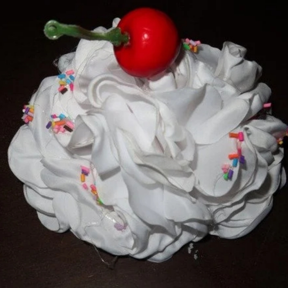 New whip cream with sprinkles and Cherry 🍒 headpiece clip Valentines